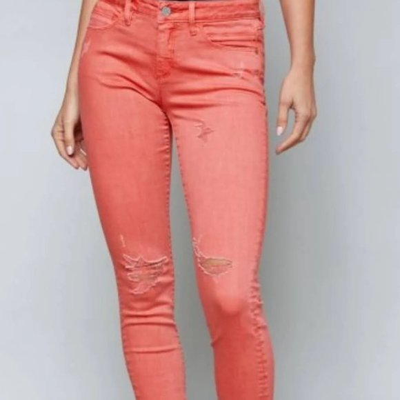 Decree Denim - Coral Distress skinny Jeans